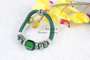 博纳尔饰品畅销款 方琉璃与陶瓷合金编织线手链，义乌商贸城热销