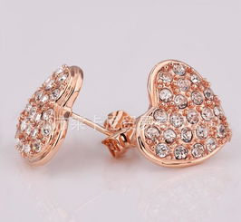 日韩出口流行饰品批发 韩国进口18k白金心形耳钉e006详情